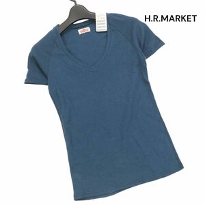 【新品 未使用】 H.R.MARKET ハリウッドランチマーケット 春夏 H刺繍♪ 半袖 ストレッチ フライス Tシャツ Sz.2　レディース　K4T00741_5#D