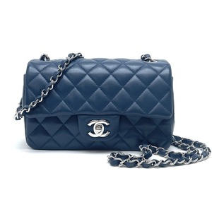 シャネル CHANEL ミニマトラッセ ミニマトラッセ ミニマト マトラッセ20 バッグ ショルダーバッグ ラムスキン ネイビー シルバー金具