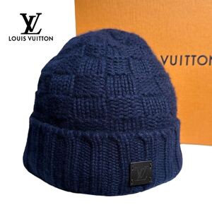 【本物保証】極上美品◆ LOUISVUITTON ルイヴィトン ◆ダミエ　カシミア100% ニット帽 帽子 キャップ