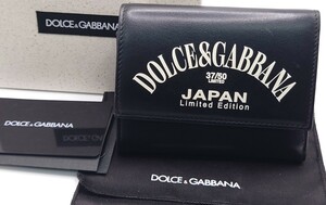 【SR-301】 美品 DOLCE&GABBANA 二つ折り 財布 ドルチェ&ガッバーナ シリアル 37/50 日本限定 ウォレット レザー ブラック系 ブランド