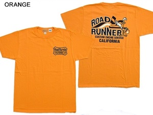 ROAD RUNNER半袖Tシャツ「CUSTOM ENGINE SERVICE」◆Cheswick オレンジXLサイズ CH78764 チェスウィック ロードランナー 東洋