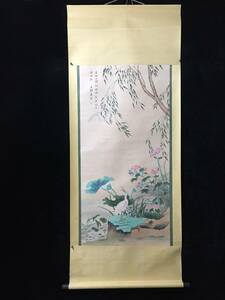 珍蔵 中国古画 明代 唐寅 花鳥図 手描き 掛け軸 巻き物 書画 水墨中国画 時代物 中国美術 賞物 唐物 GH346