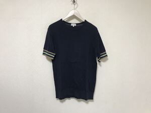 本物ポールスミスPaulSmithコットン半袖TシャツサマーニットメンズアメカジサーフミリタリービジネススーツM紺ネイビー日本製