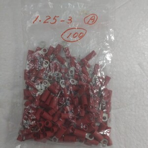 赤色絶縁被覆付圧着端子（1.25-3）-Ａ　100個（ＤＳＴ製）未使用品　