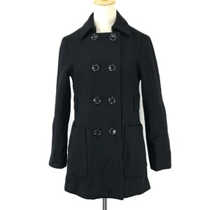 日本製★シップス/Ships★ウール/ショート丈/Pコート【レディースS/黒/black】アウター/Coat/Jacket/Jumper◆pBH770