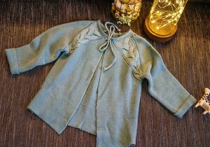 青緑/ダークシアン★　キッズ服/子ども服　【綿】長袖ニットカーディガン/肩掛け★120cm