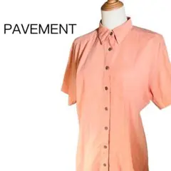 PAVEMENT ワンピース 半袖 オレンジ 肩パット デザイン性 無地【9】