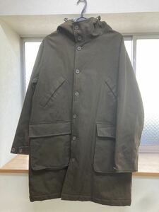 【BRITISH KHAKI モッズコート　ミリタリー】カーキ　メンズ　Mサイズ　フード付　アウター　長袖　古着【C6-3③】0118