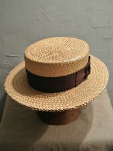 40s Vintage stetson boater hat 1/4 58cm ヴィンテージ ステットソン ボーターハット カンカン帽 赤 ワインレッド ボルドー バーガンディ