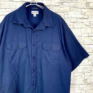 Carhartt カーハート RELAXED FIT オーバーサイズ半袖ワークシャツ ビッグサイズシャツ ネイビー 3XL