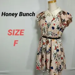 Honey Bunch　ハニーバンチ　ワンピース　総柄　トランプ柄　ピンク