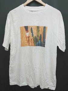 ◇ atmos アトモス プリント 半袖 Tシャツ カットソー サイズL ホワイト メンズ P