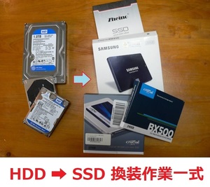 ハードディスク HDD を SSD に交換 換装作業一式 Windows / Mac（出品その 33）作業後のお返し送料込み！ 