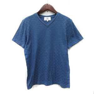 シーケーカルバンクライン ck Calvin Klein Tシャツ カットソー Vネック 半袖 S 紺 ネイビー /YI メンズ