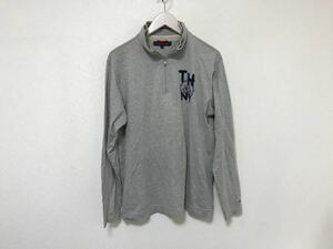 本物トミーヒルフィガーTOMMYコットンハーフジップ長袖TシャツロンTサーフアメカジビジネススーツメンズグレーMインナー