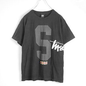 STUSSY ステューシー ◆ 80s メキシコ製 プリント Tシャツ 黒 Mサイズ 半袖 カットソー ヴィンテージ 古着 オールドステューシー ◆ MU24