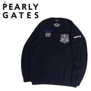 最高級 PEARLY GATES 蓄熱保温 薄手軽量 ビッグロゴ ナンバリング コットン ニットセーター メンズ5 パーリーゲイツ ゴルフウェア 2501141