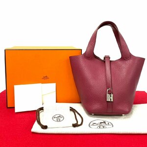 ほぼ未使用 T 刻印 HERMES エルメス ピコタンロックPM トリヨンクレマンス レザー 本革 ハンドバッグ ピンク レディース 72109