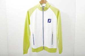 coco 中古 フットジョイ FootJoy メンズ ブルゾン M 白×黄緑 ホワイト 長袖 フルジップ ストレッチ レターパックプラス発送可 84980