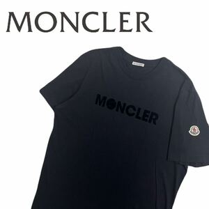 特大XL 新品同様 23年新作 MONCLER ビッグロゴ ベースボール 半袖Tシャツ 刺繍ワッペン メンズ モンクレール モンクレー ブラック K240931