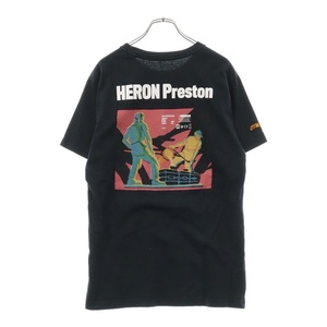 HERON PRESTON ヘロンプレストン 19SS Metal Worker Tee プリント クルーネック 半袖Tシャツ カットソー ブラック HMAA001S19632026