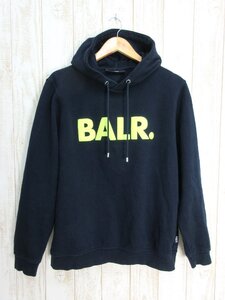 BALR./ボーラー：BRAND STRAIGHT HOODIE スウェットパーカー 裏起毛 サイズL ネイビー メンズ 中古/USED