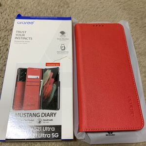 607t2743☆ 【araree】 Galaxy S21 Ultra 5G 対応 ケース 手帳型 薄型 レザー スマホケース カバー ベルト マグネット なし 