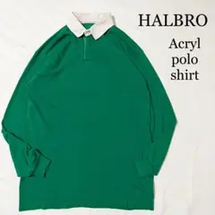 vintage HALBRO アクリルポロシャツ ラガーシャツ 襟切替 グリーン