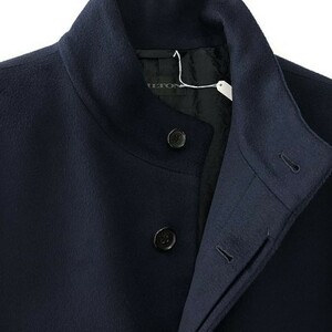 size:LL◆未使用◆HILTON◆イタリア 極上コロンボ生地◆ピュア カシミア 100%◆日本製スタンドカラーコート◆navy◆COLOMBO/カシミヤ◆水牛