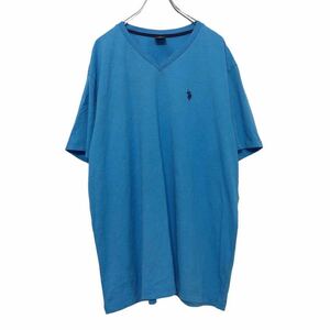 US.POLO ASSN 半袖 ロゴ Tシャツ XL ブルー ブラック ポロ Vネック 古着卸 アメリカ仕入 a508-5747