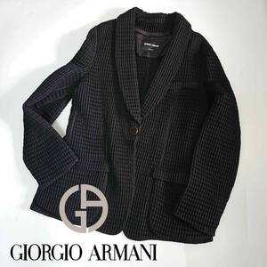 秋冬のアイテム レディース大きいサイズ44サイズ 伸縮性抜群 ジャケット GIORGIO ARMANI ジョルジオアルマーニ ブラックカラー