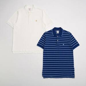 TH5782□ブルックスブラザーズ/BROOKS BROTHERS*半袖ポロシャツ2点セット*鹿の子*無地+ボーダー柄*ホワイト系+ブルー系*メンズ*sizeS