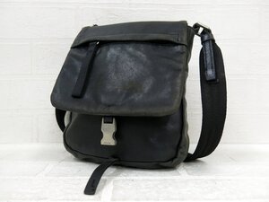 ◆PRADA プラダ◆メンズ◆ラム レザー 本革◆ショルダー バッグ◆ブラック シルバー金具◆イタリア製◆肩掛け◆A8981