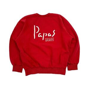 Papas パパス バックロゴ 長袖 スウェット トレーナー M/レッド 赤系/メンズ 日本製