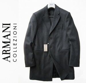 ◆ARMANI COLLEZIONI ◆上質カシミア混ウールチェスターコートグレー54 新品◆本物