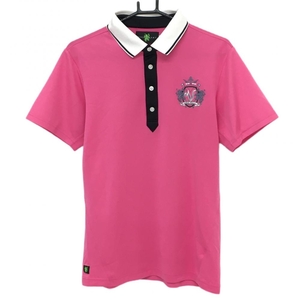 ビバハート 半袖ポロシャツ ピンク×白 ロゴ刺しゅう メンズ 50 ゴルフウェア VIVA HEART