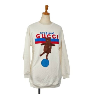 グッチ ベアー クマ 熊 ワッペン プリント スウェット トレーナー サイズ：10 ホワイト マルチカラー コットン レディース GUCCI【中古】