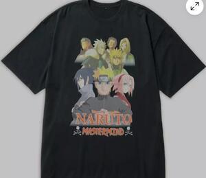 GQ992◇mastermind JAPAN / NARUTO : 24aw プリントTシャツ◇L◇黒 未使用品 マスターマインドジャパン ナルト