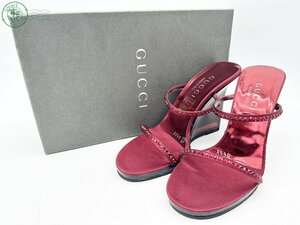 2406601802　＊GUCCI グッチ 106 2191 スケルトン ウエッジソール RASO ROSSO レッド系 レディース 35 1/2 C ヒール サンダル 中古品