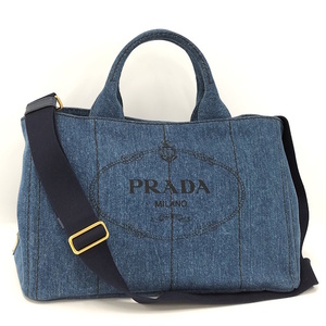 PRADA カナパ トートバッグ 2WAYショルダーバッグ デニム ブルー 1BG642