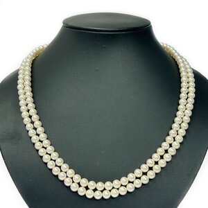 【1円スタート】【箱付き】MIKIMOTO ミキモト シルバー パール 2連 61.4g ネックレス 365473