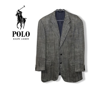 ★POLO RALPH LAUREN ポロラルフローレン★メンズ リネン 3B 段返り シングル センターベンツ 総裏 テーラード ジャケット 180 管:D:01