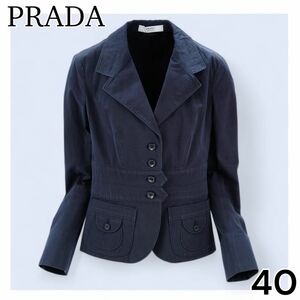 美品プラダ　ジャケット　テーラードジャケット　ブラック　レディース　コート　M　PRADA 正規品　フォーマル　レディース　アウター