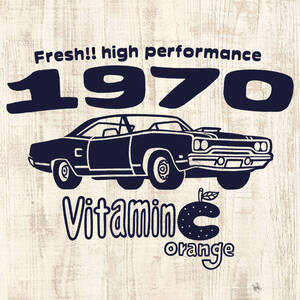 ■VITAMIN C ORANGE Tシャツ■XLサイズ（ホワイトxネイビー）アメリカ　アメ車　ロードランナ－　モパ－ ROADRUNNER MOPAR PLYMOUTH