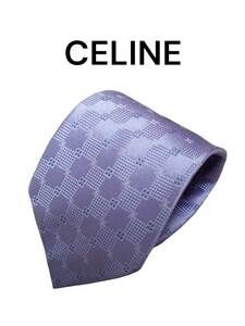 【1円スタート】CELINE セリーヌ ネクタイ ハイブランド イタリア製 シルク シルク100% パープル 紫 総柄