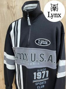 ★M■ Lynx USA リンクス メンズ ハーフジップ プルオーバー セットアップ ブラック 黒 Mサイズ スウェット素材 スポーツウェア 上下セット