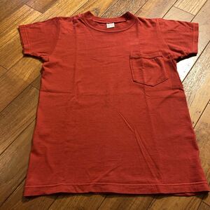 【古着】 Joe McCoy ジョーマッコイ Ball Park KNIT WEAR 半袖Tシャツ ポケットTシャツ size XS 30 32 レッド 赤 コットン 100%