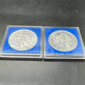 18398B【美品】アメリカ イーグル 銀貨 1oz 2枚 田中貴金属ケース入り／1ドル銀貨 純銀 シルバー ウォーキングリバティ 1オンス コイン