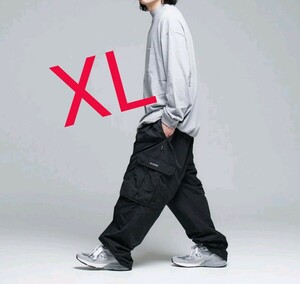 XL 極少 超限定 即発送 ALOUND 2TUCK NYLON CARGO PANTS BLACK アラウンド ツータック ナイロン カーゴ パンツ ブラック メンズ テック系