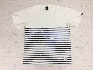 アップルバム APPLEBUM ストリート ボーダー 夜空 半袖Tシャツ メンズ コットン100% 中厚手 L 白